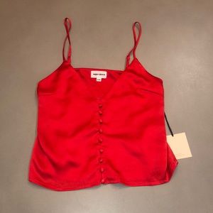 Super down satin red tank top
